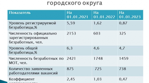 Из доклада Берёзовского центра занятости населения